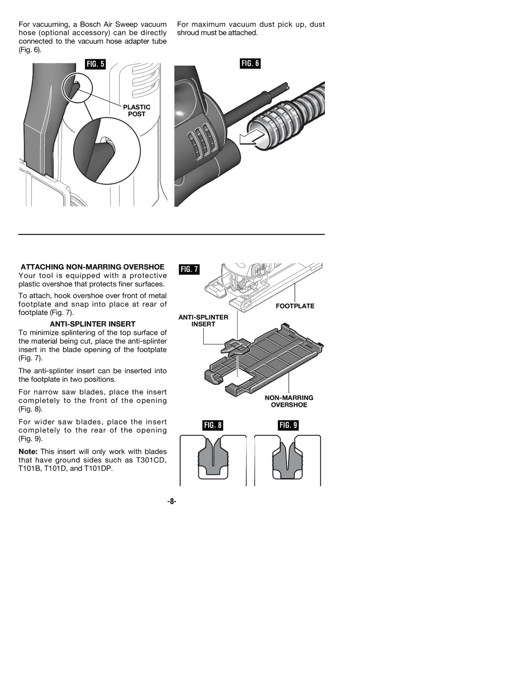 Bosch Power Tools 1591EVS, 1590EVS manual Attaching NON-MARRING Overshoe, ANTI-SPLINTER Insert 