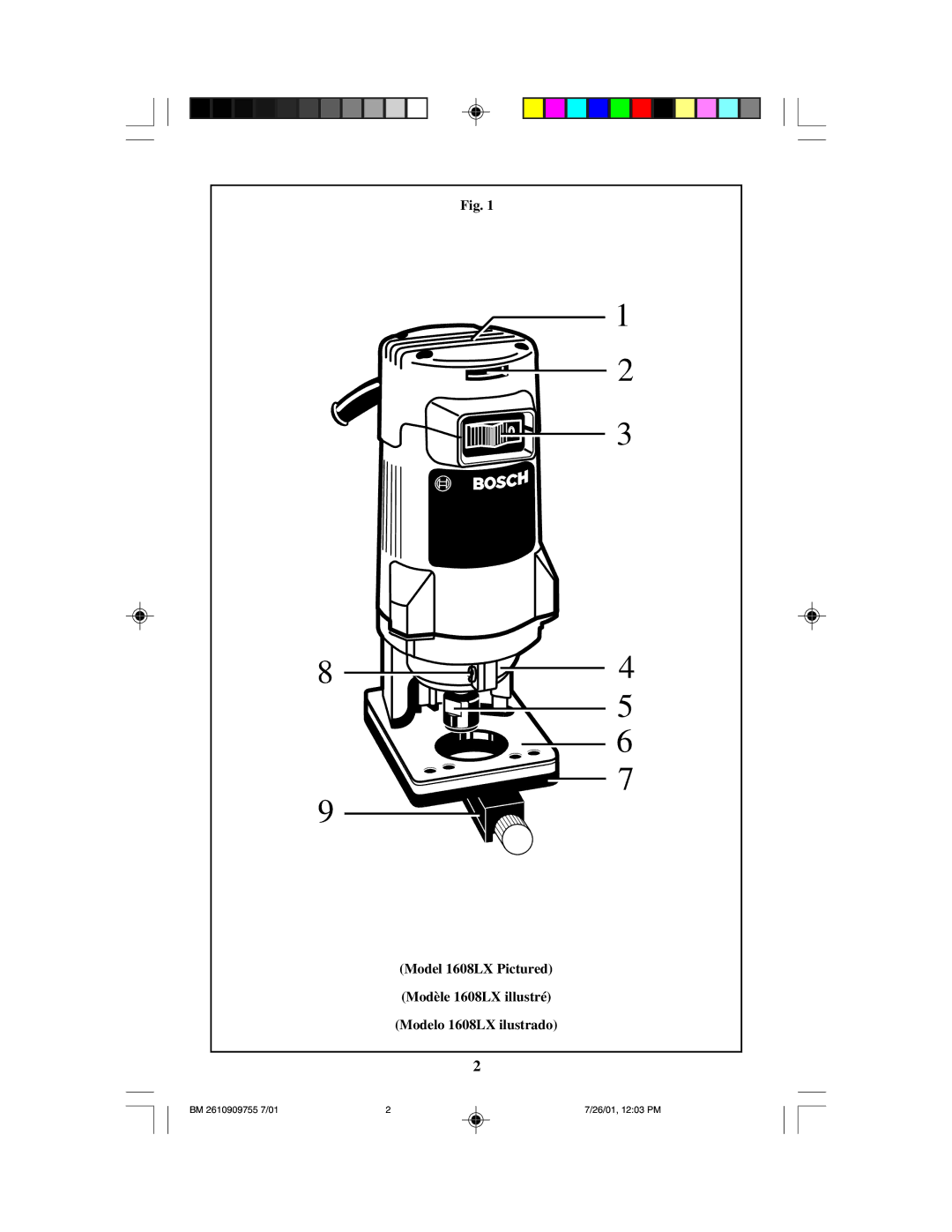 Bosch Power Tools 1608LX instruction manual BM 2610909755 7/01 26/01, 1203 PM 