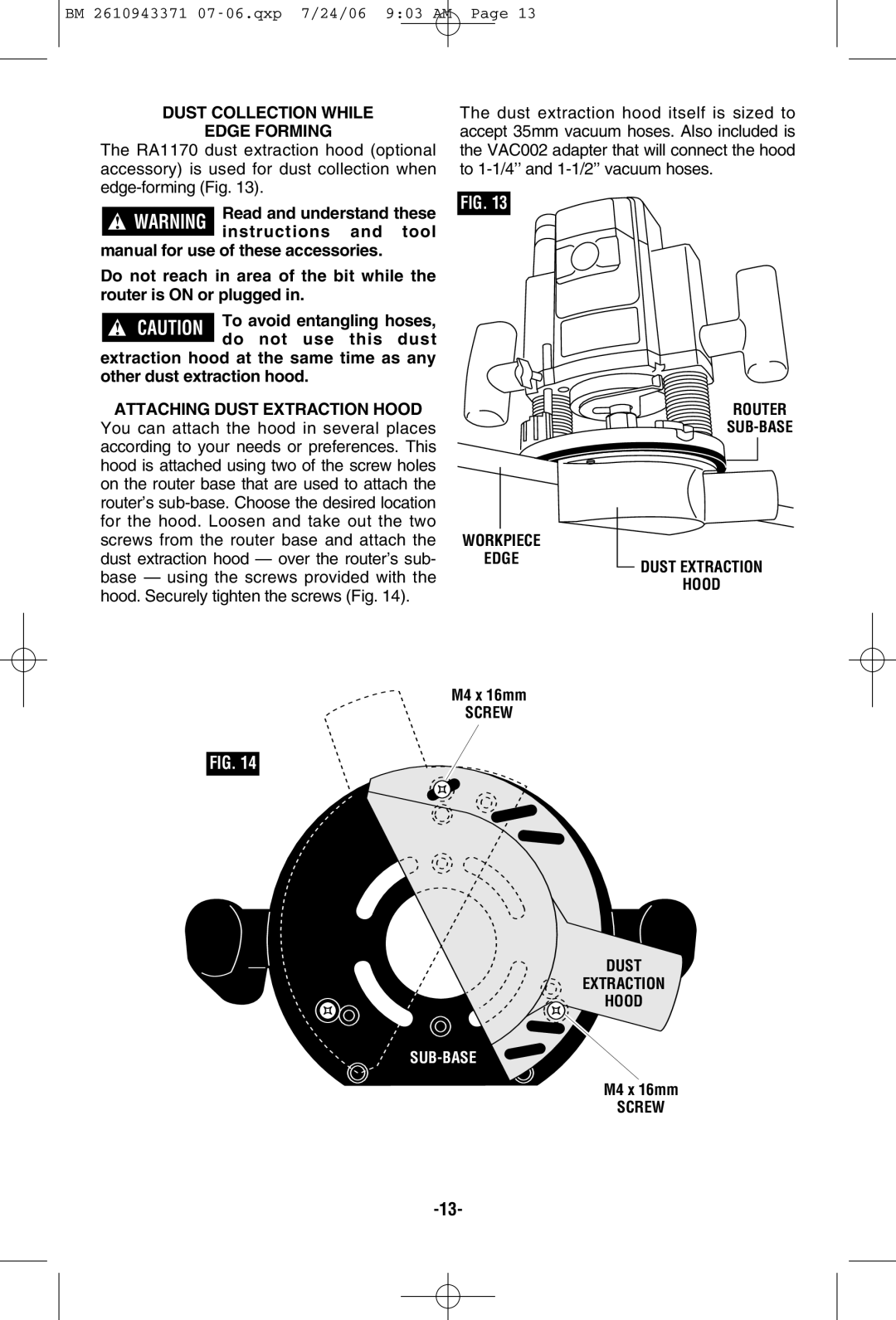 Bosch Power Tools 1613AEVS Dust Collection While Edge Forming, Attaching Dust Extraction Hood, Screw Dust Extraction Hood 