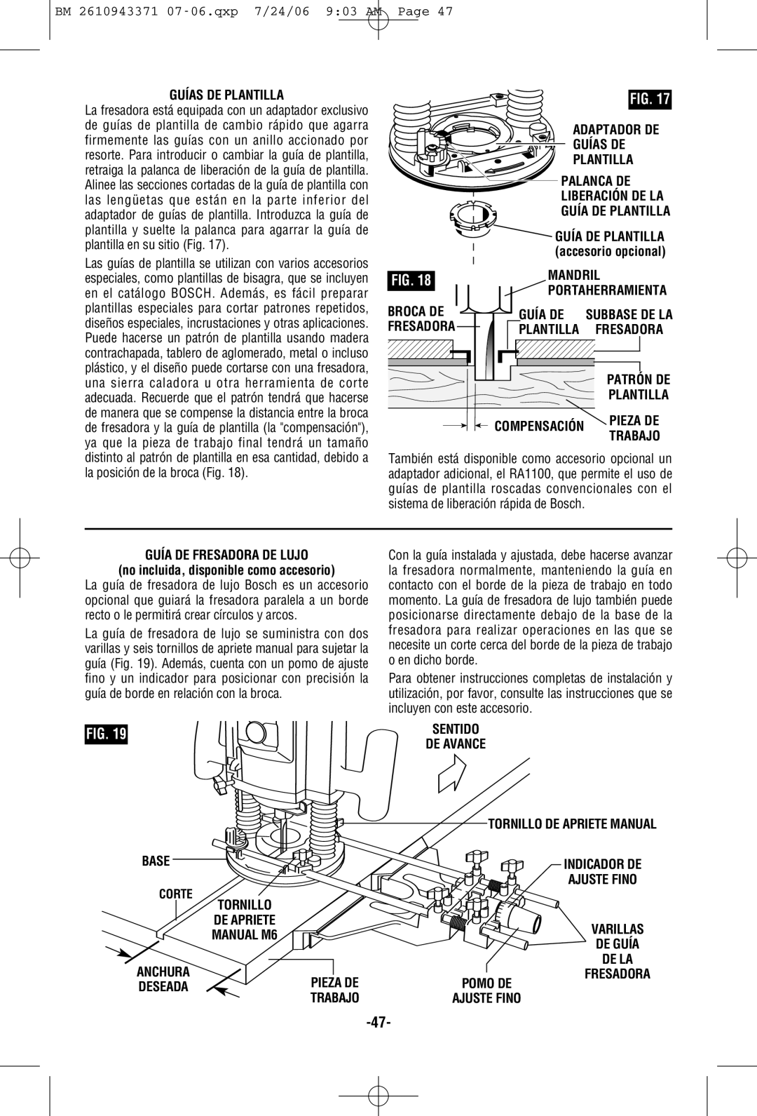 Bosch Power Tools 1613AEVS Adaptador DE Guías DE Plantilla, Guía DE Plantilla, Broca DE, Patrón DE Plantilla, Pieza DE 