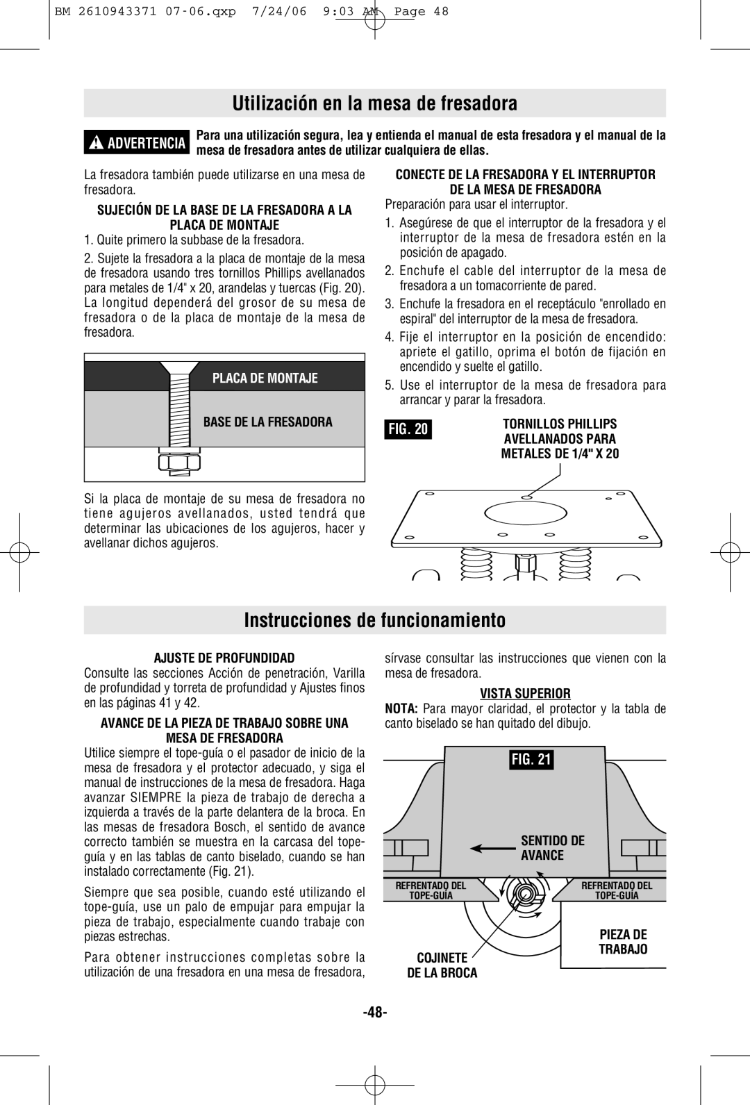 Bosch Power Tools 1613AEVS manual Utilización en la mesa de fresadora 