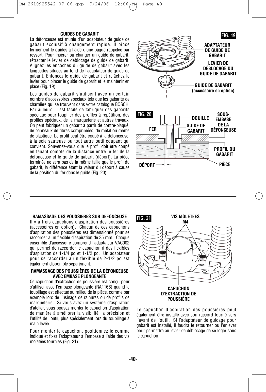 Bosch Power Tools 1617PK, 1618EVS Adaptateur DE Guide DE Gabarit Levier DE Déblocage DU, Fer, Profil DU Gabarit Déport 