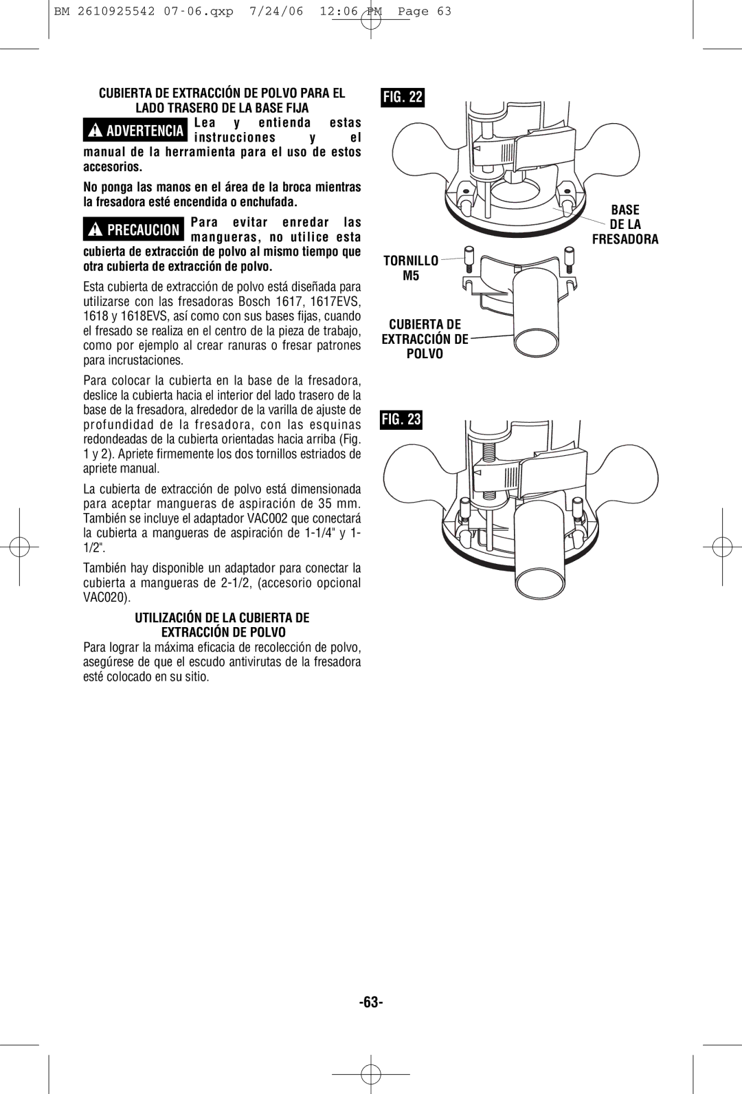 Bosch Power Tools 1618EVS, 1617EVSPK, 1617PK manual Lea y entienda, Utilización DE LA Cubierta DE Extracción DE Polvo 