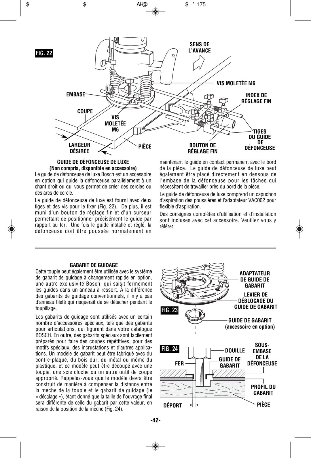 Bosch Power Tools 1617 Coupe VIS Moletée, Guide DE Défonceuse DE Luxe, Gabarit DE Guidage, Fer, Profil DU Gabarit Déport 