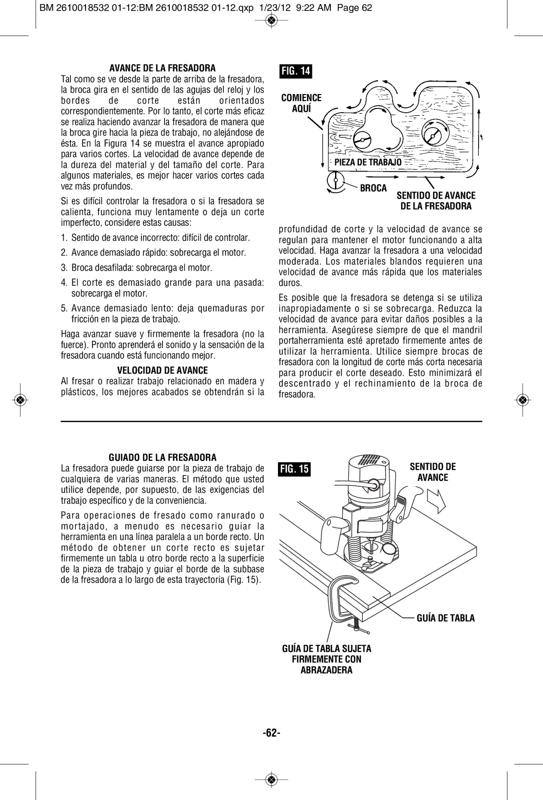 Bosch Power Tools 1617EVS, 1618EVS manual Avance DE LA Fresadora, Velocidad DE Avance, Comience Aquí, Guiado DE LA Fresadora 