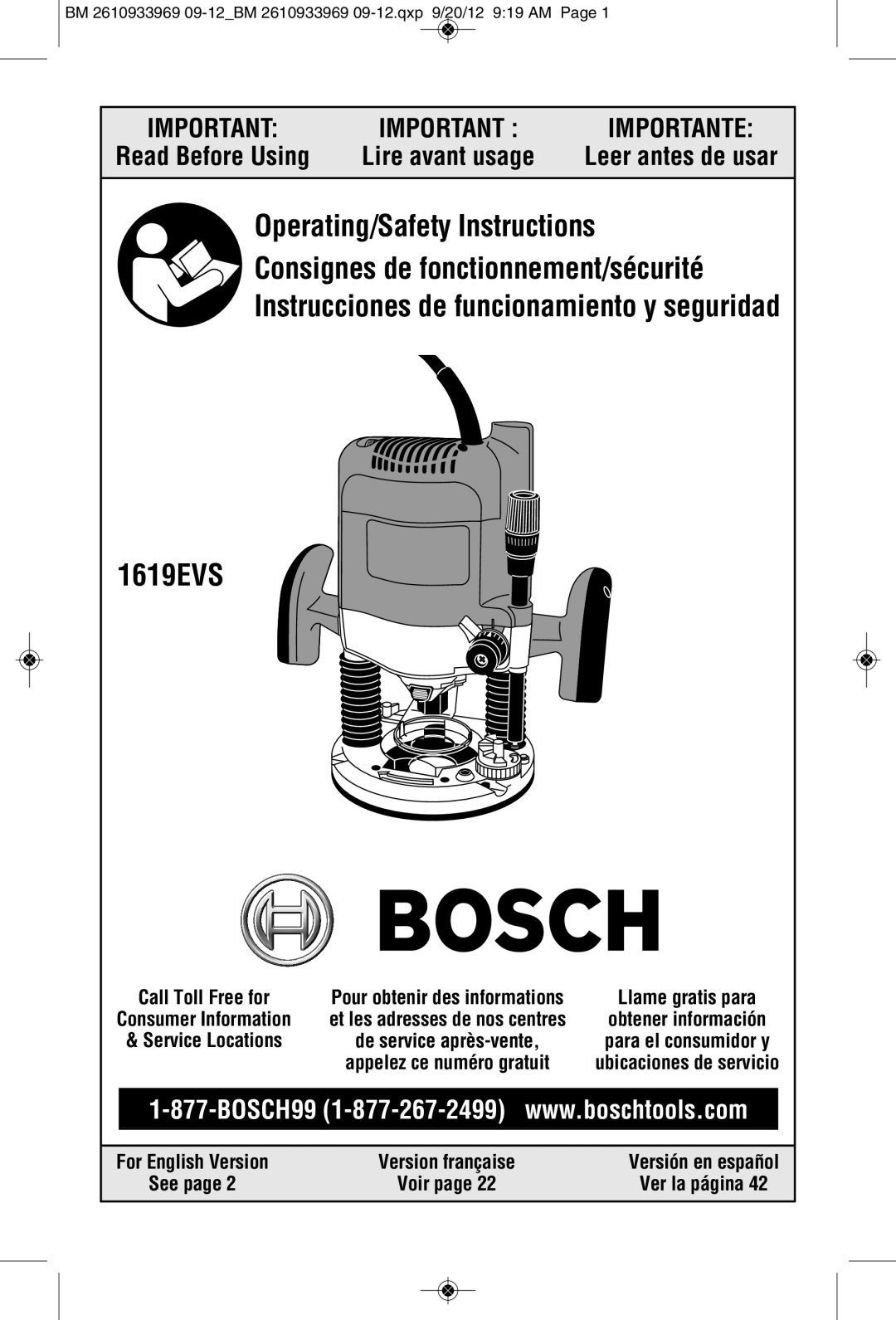 Bosch Power Tools 1619EVS manual BM 2610933969 09-12BM 2610933969 09-12.qxp 9/20/12 919 AM, Ver la página 