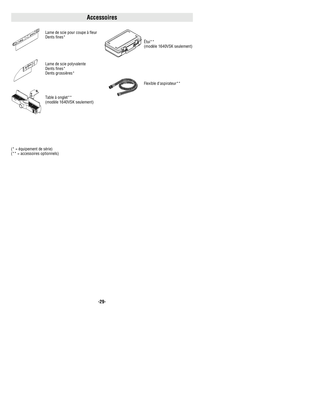 Bosch Power Tools 1640VSK manual Accessoires 