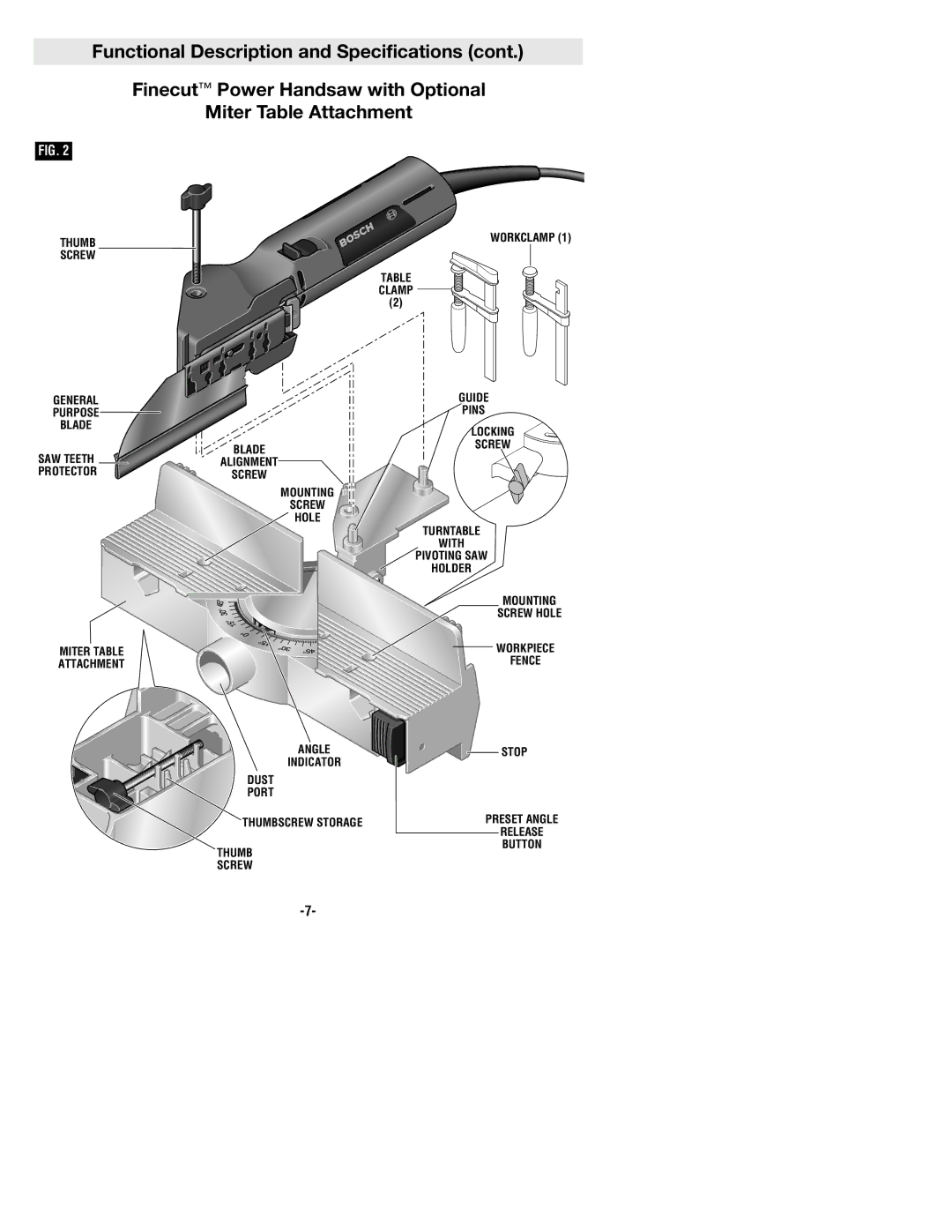 Bosch Power Tools 1640VSK manual Thumb Screw General Purpose Blade SAW Teeth Protector 