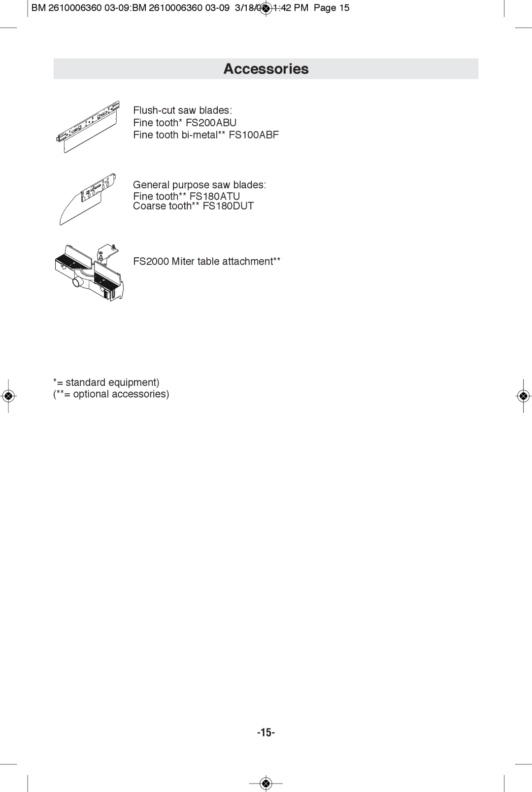 Bosch Power Tools 1640VS manual Accessories 