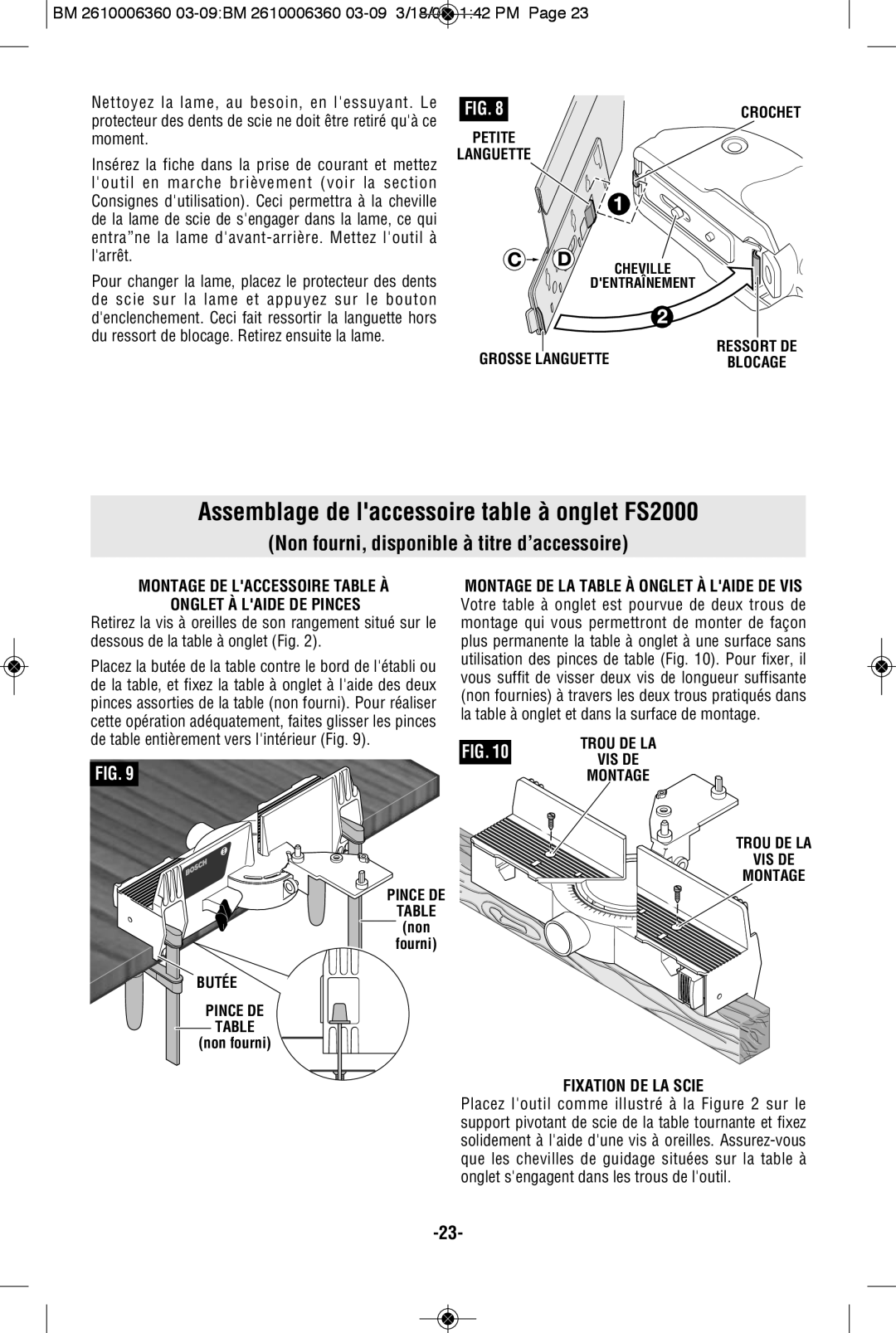 Bosch Power Tools 1640VS Assemblage de laccessoire table à onglet FS2000, Non fourni, disponible à titre d’accessoire 