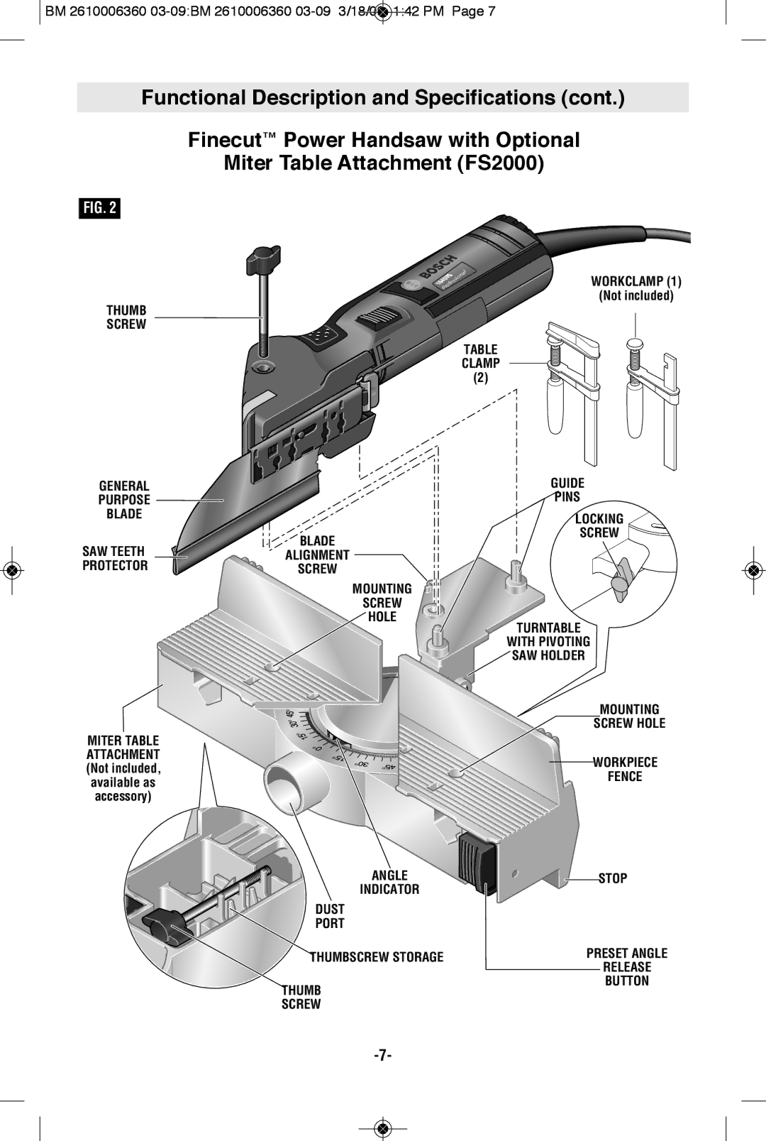 Bosch Power Tools 1640VS manual Thumb Screw General Purpose Blade SAW Teeth Protector, Clamp 