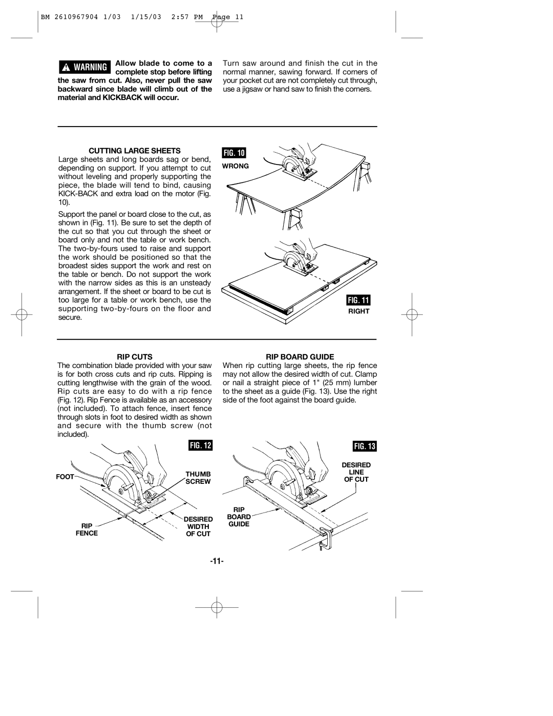 Bosch Power Tools 1655 manual Cutting Large Sheets, RIP Cuts, RIP Board Guide 