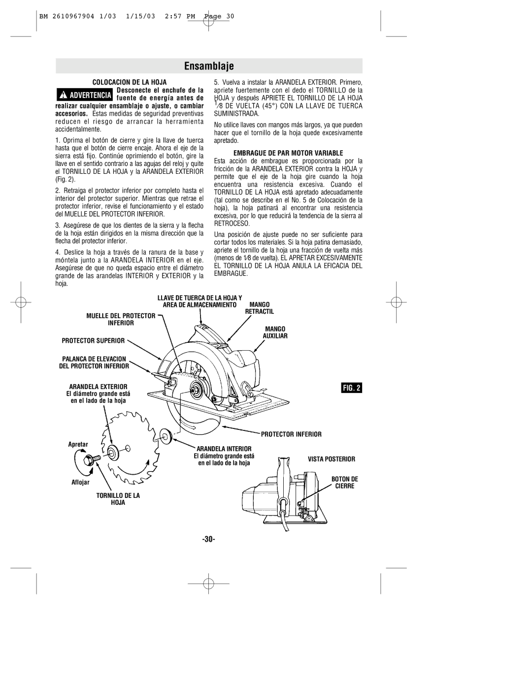 Bosch Power Tools 1655 manual Ensamblaje, Embrague DE PAR Motor Variable 