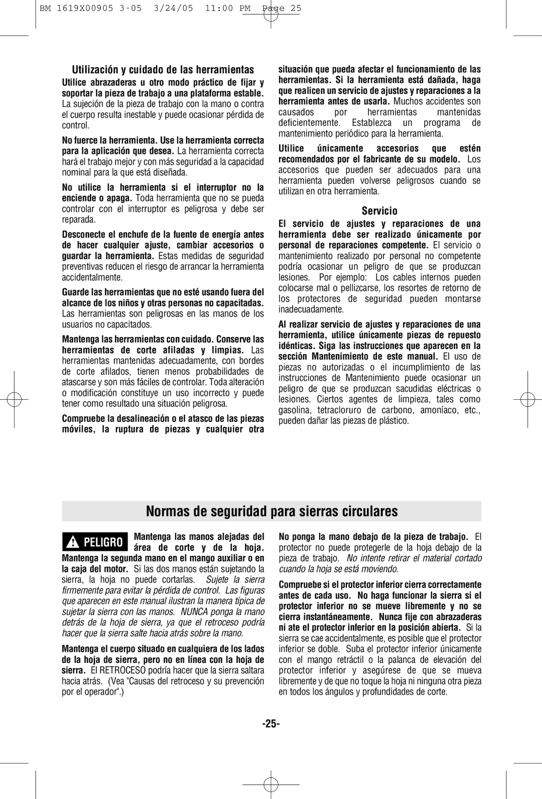 Bosch Power Tools 1656 manual Normas de seguridad para sierras circulares, Utilización y cuidado de las herramientas 