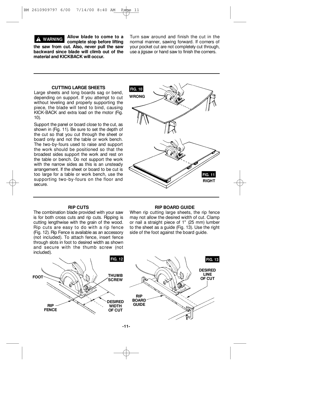 Bosch Power Tools 1657 manual Cutting Large Sheets, RIP Cuts, RIP Board Guide 