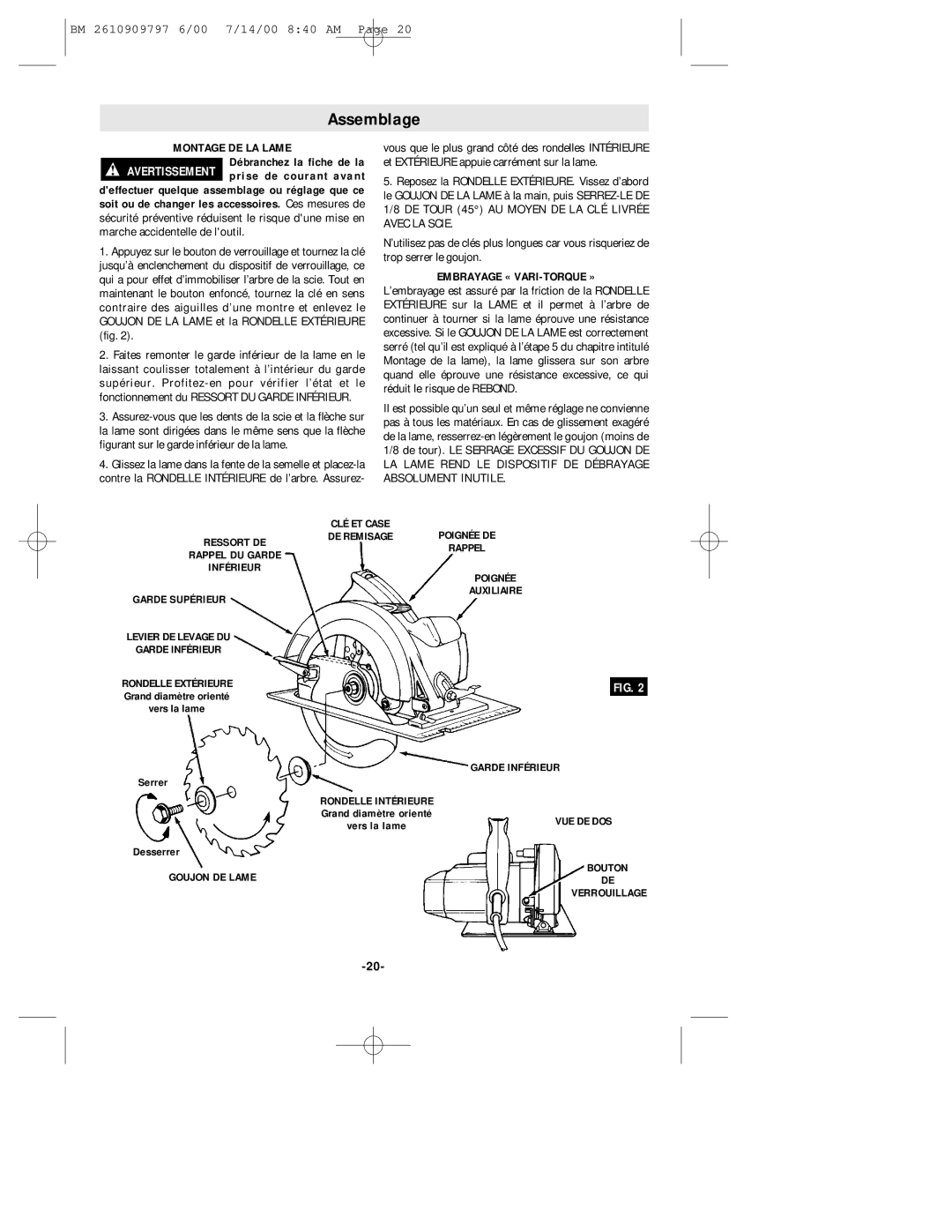 Bosch Power Tools 1657 manual Assemblage, Embrayage « VARI-TORQUE » 