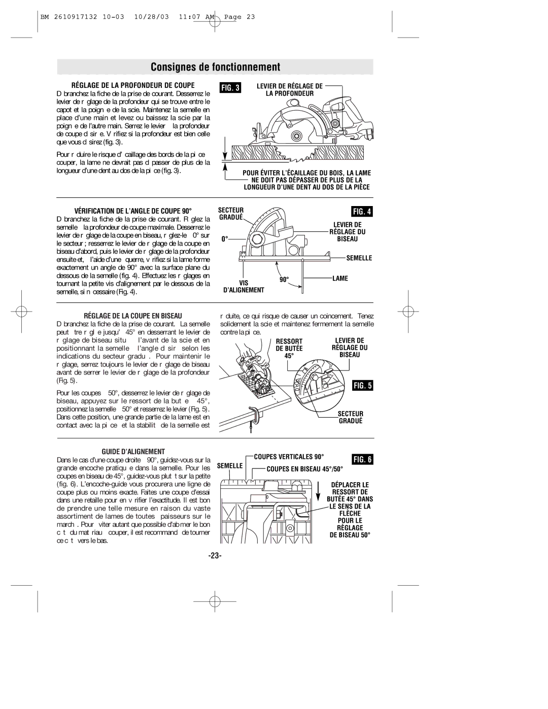 Bosch Power Tools 1677MD Consignes de fonctionnement, Réglage DE LA Profondeur DE Coupe, Vérification DE L’ANGLE DE Coupe 