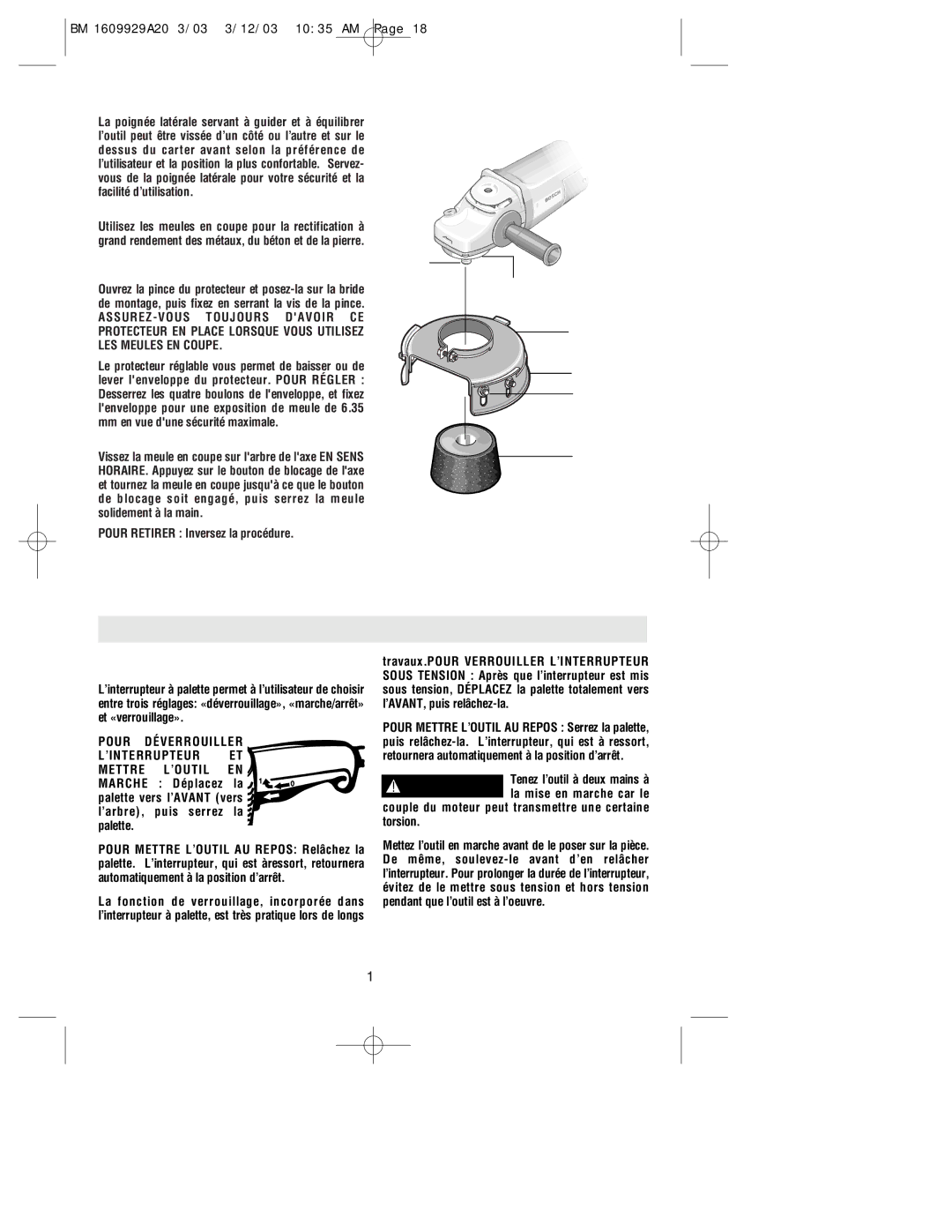 Bosch Power Tools 1752, 1754 Consignes de fonctionnement, Poignée Latérale, Meules EN Coupe, Fixation DE LA Meule EN Coupe 