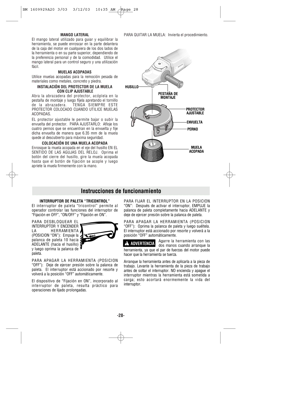 Bosch Power Tools 1754, 1752, 1757 manual Instrucciones de funcionamiento 