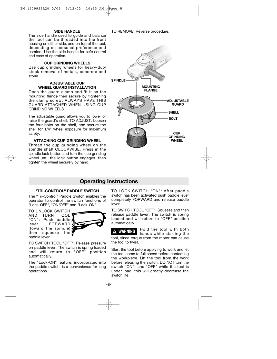 Bosch Power Tools 1757, 1752, 1754 manual Operating Instructions 