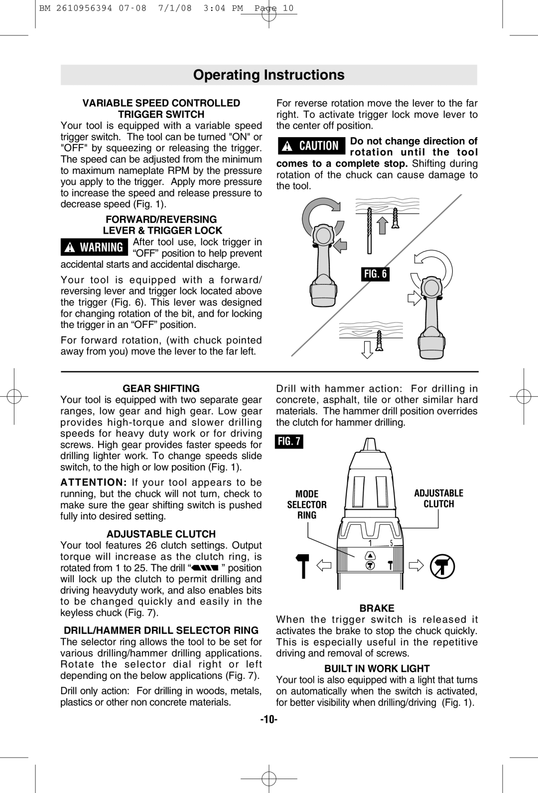 Bosch Power Tools 17618-01, 17614-01, 17614B manual Operating Instructions 