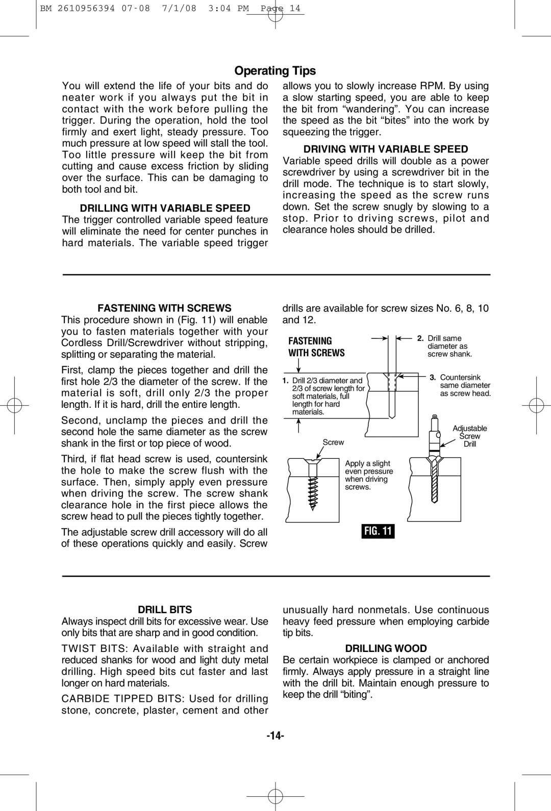 Bosch Power Tools 17614B, 17618-01, 17614-01 manual Operating Tips 