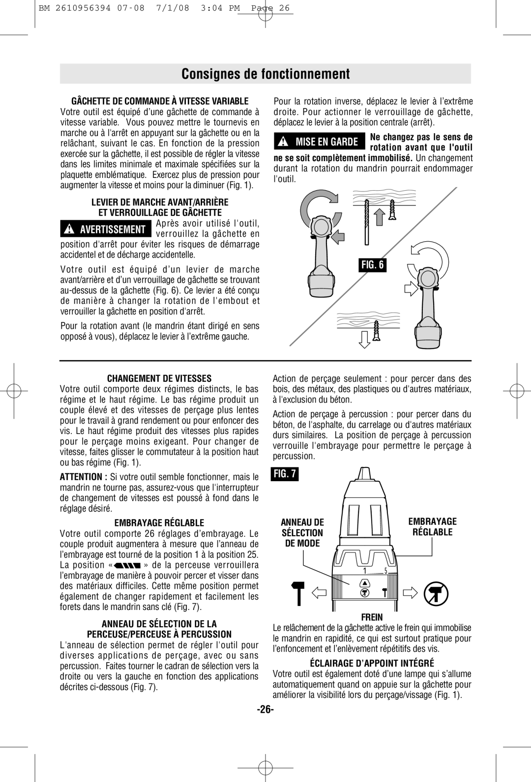 Bosch Power Tools 17618-01, 17614-01, 17614B manual Consignes de fonctionnement 