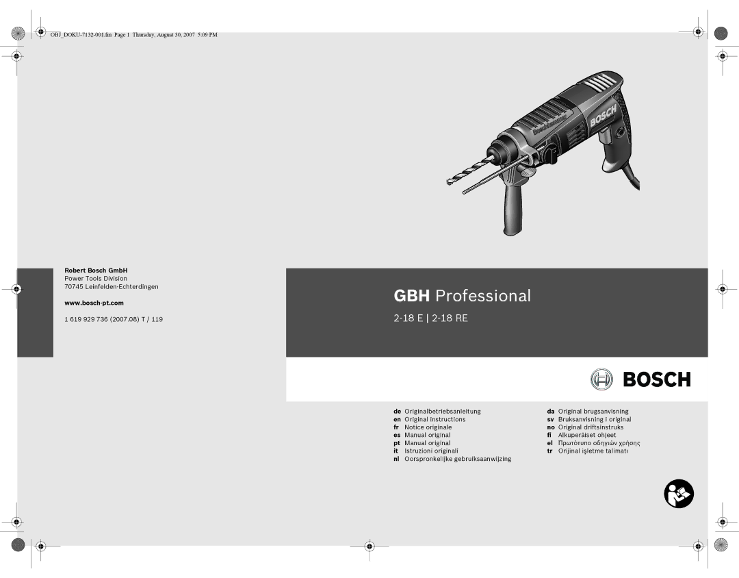 Bosch Power Tools 18/02/E manual GBH Professional, Robert Bosch GmbH 