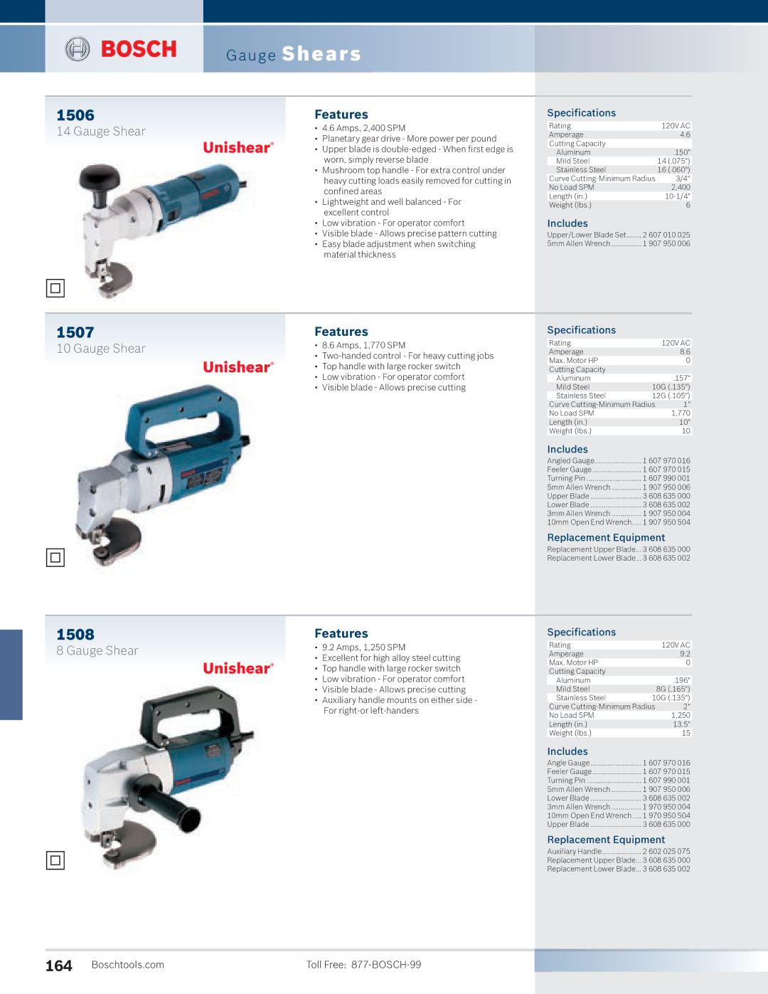 Bosch Power Tools 1810PS manual 1506, 1507, 1508 