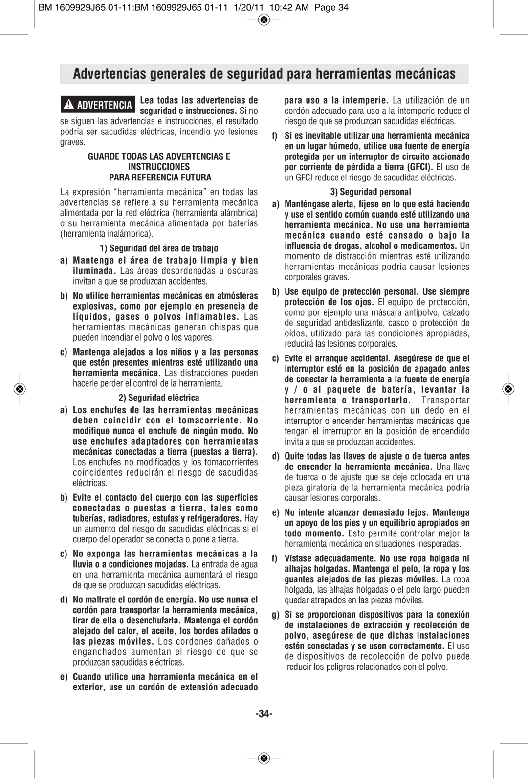 Bosch Power Tools 1811PSD, 1812PSD, 1810PSD manual Seguridad del área de trabajo, Seguridad eléctrica, Seguridad personal 