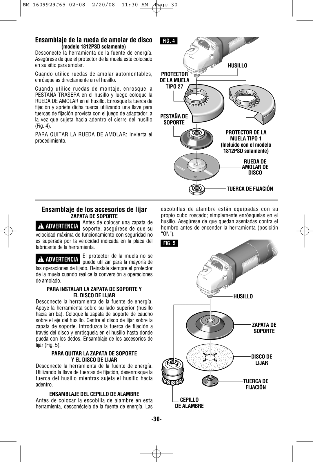 Bosch Power Tools 1811PSD Tipo Pestaña DE Soporte Protector DE LA Muela Tipo, Rueda DE Amolar DE Disco Tuerca DE Fijación 