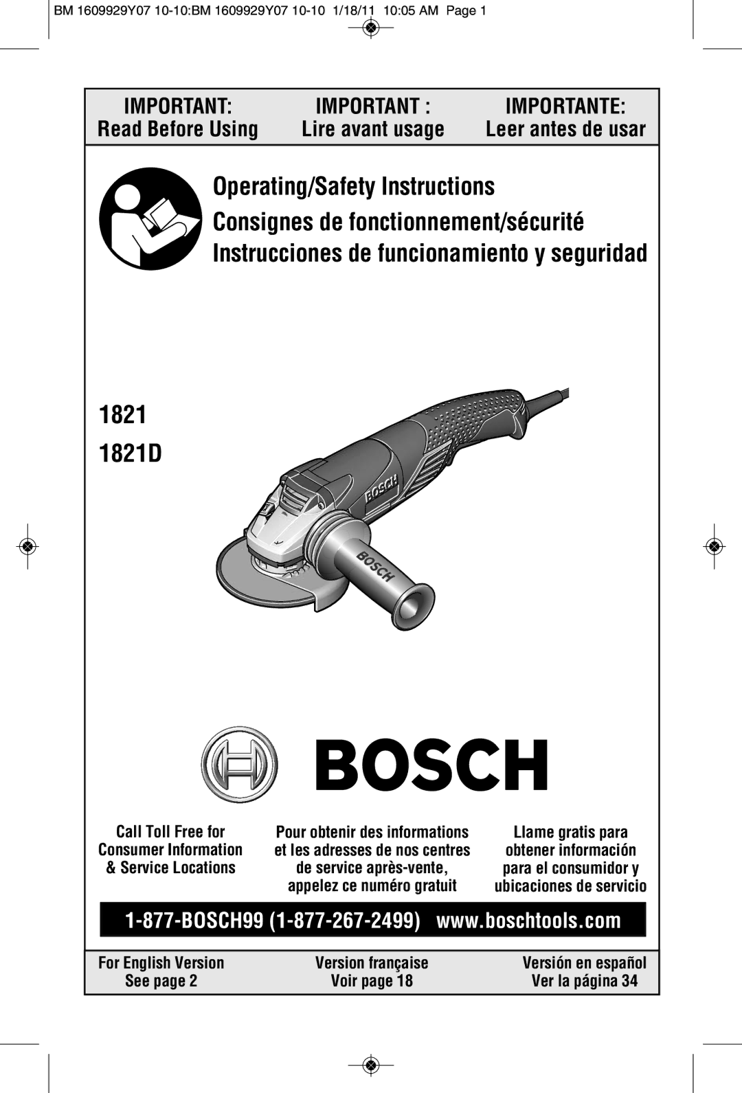 Bosch Power Tools 1821D manual See, Ver la página 