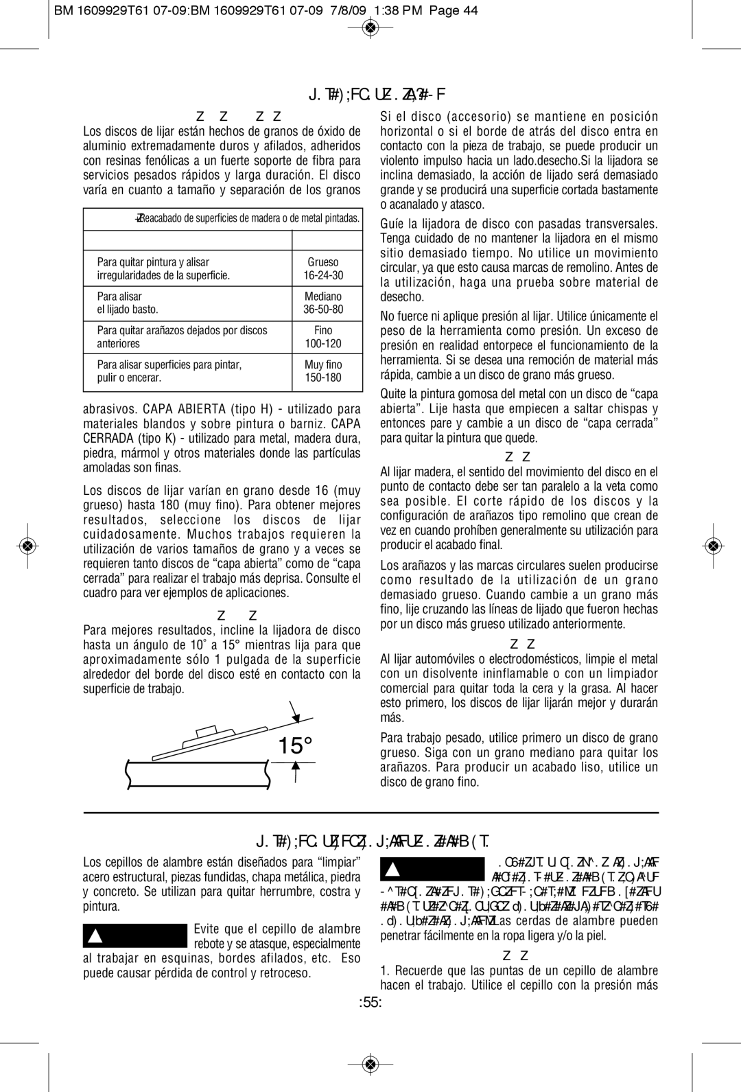 Bosch Power Tools 1994-6D, 1974-8D manual Operaciones de lijado, Operaciones con cepillos de alambre 