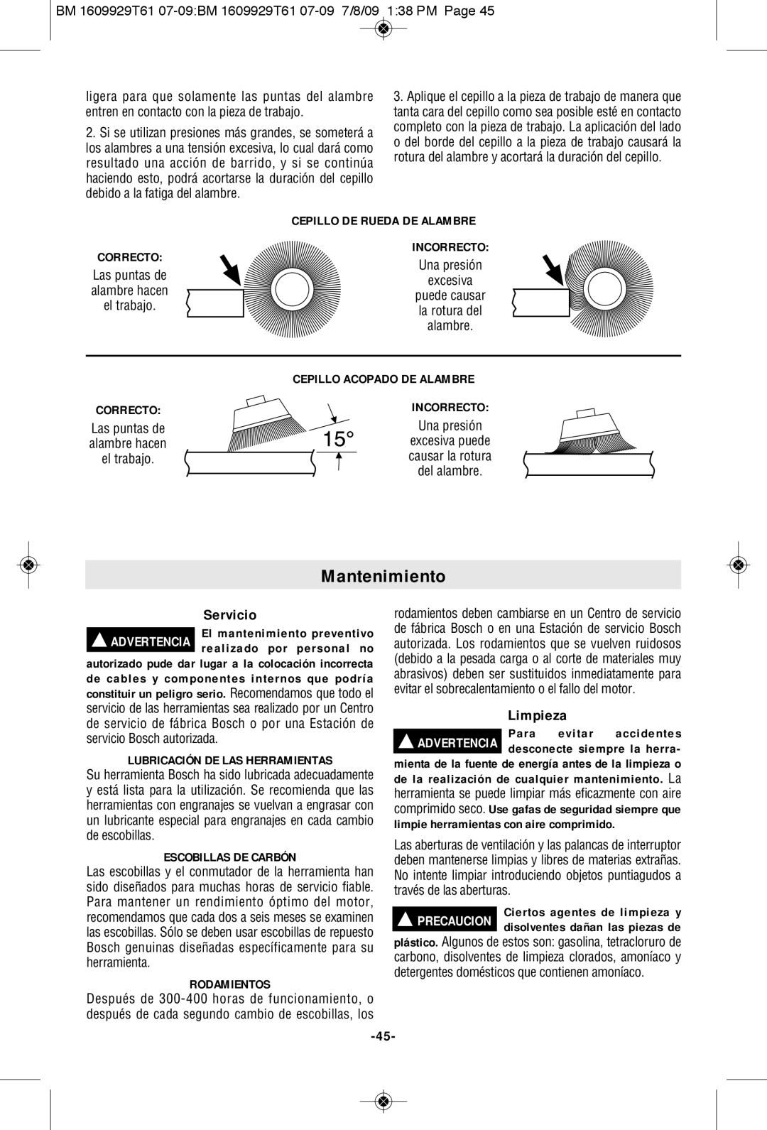 Bosch Power Tools 1994-6D, 1974-8D manual Mantenimiento, Servicio, Limpieza 