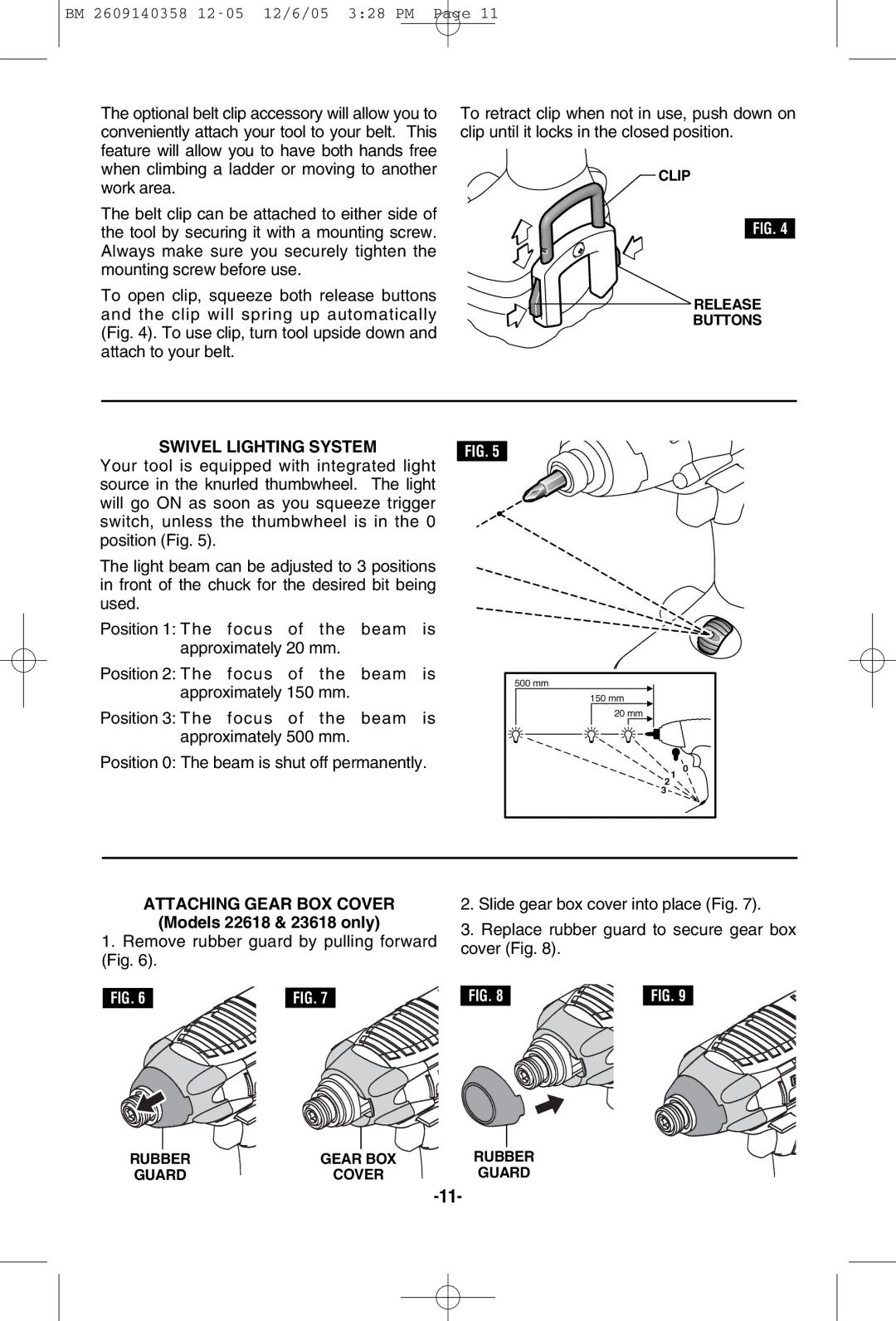 Bosch Power Tools 23612, 23609, 22612, 23614, 22614 manual Attaching Gear BOX Cover, Models 22618 & 23618 only 