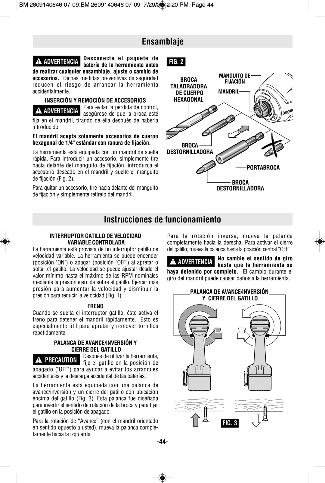 Bosch Power Tools 26618-01, 26618BL manual Ensamblaje, Instrucciones de funcionamiento 