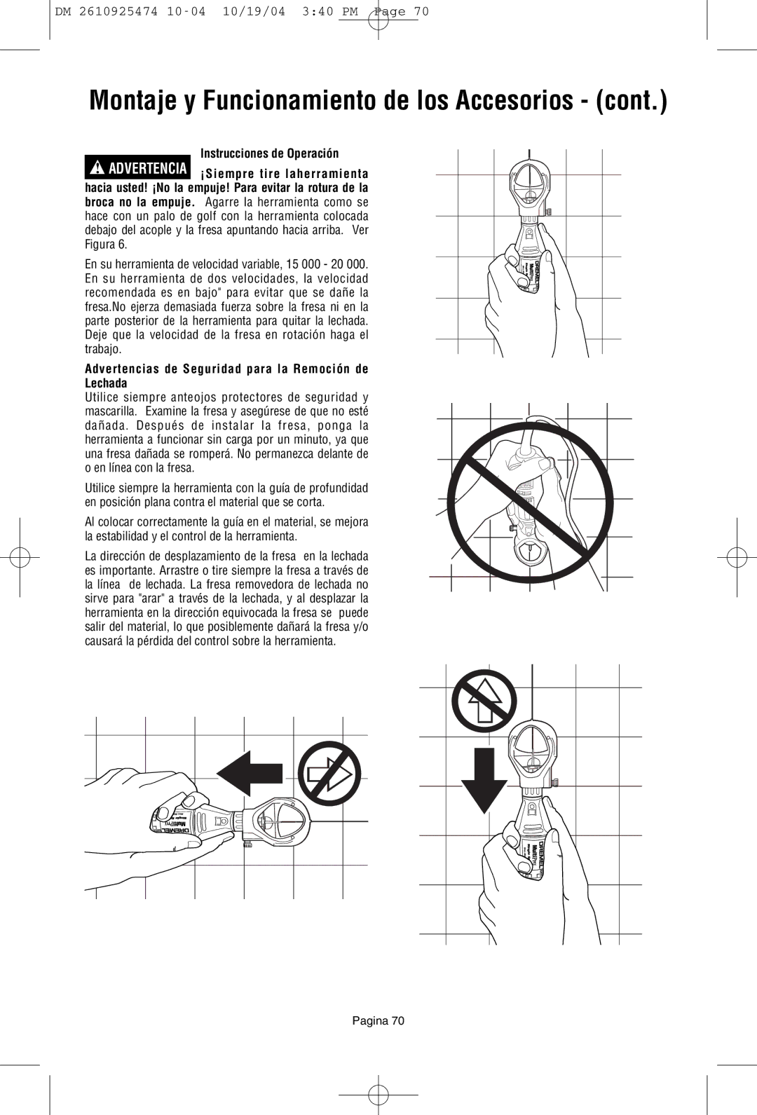 Bosch Power Tools 275T6, 285T6, 395T6 owner manual Advertencias de Seguridad para la Remoción de Lechada 