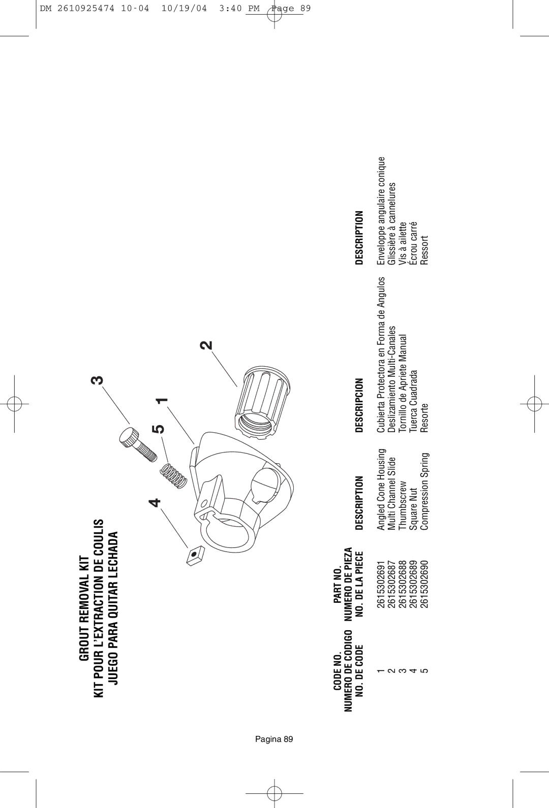 Bosch Power Tools 275T6, 285T6, 395T6 owner manual Description Descripcion, Compression Spring Resorte Ressort 