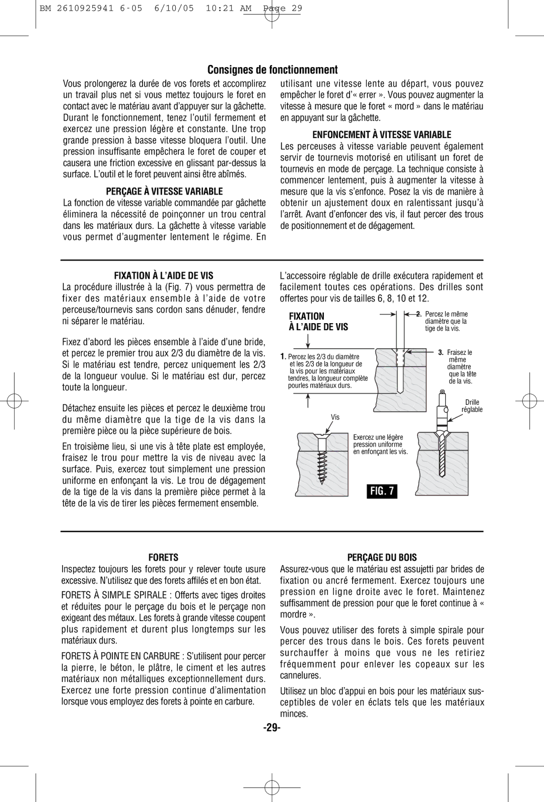 Bosch Power Tools 32609, 32618, 32614-2G, 32612 manual Consignes de fonctionnement 