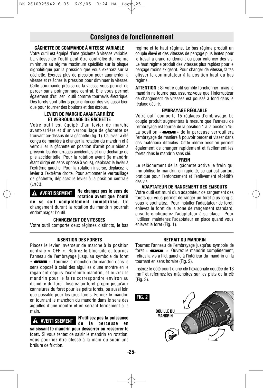 Bosch Power Tools 33618, 33614 manual Consignes de fonctionnement 