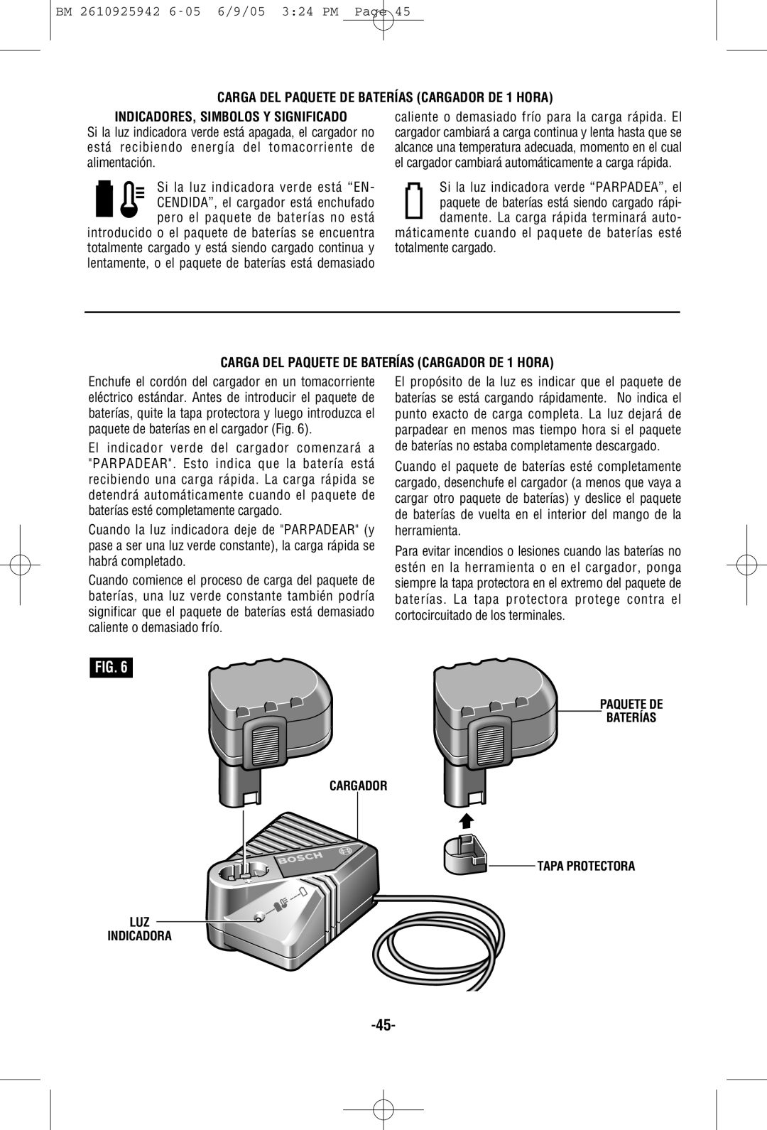 Bosch Power Tools 33618, 33614 manual Carga DEL Paquete DE Baterías Cargador DE 1 Hora 