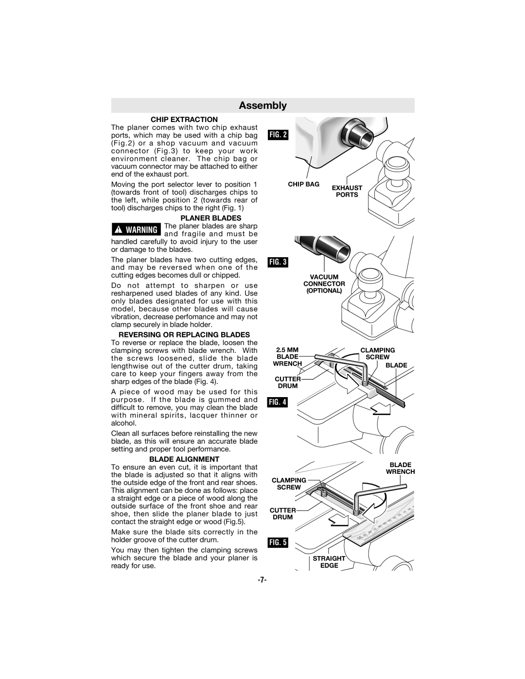 Bosch Power Tools 3365 manual Assembly, Chip Extraction 