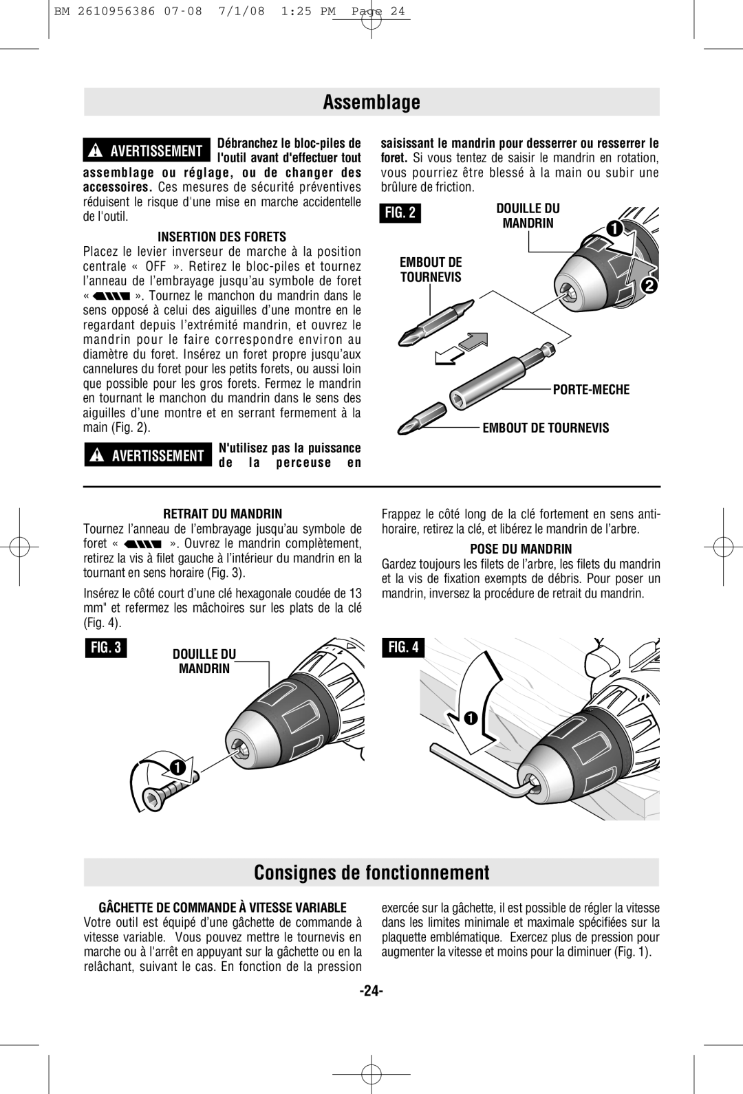 Bosch Power Tools 36614, 36618 manual Assemblage, Consignes de fonctionnement 