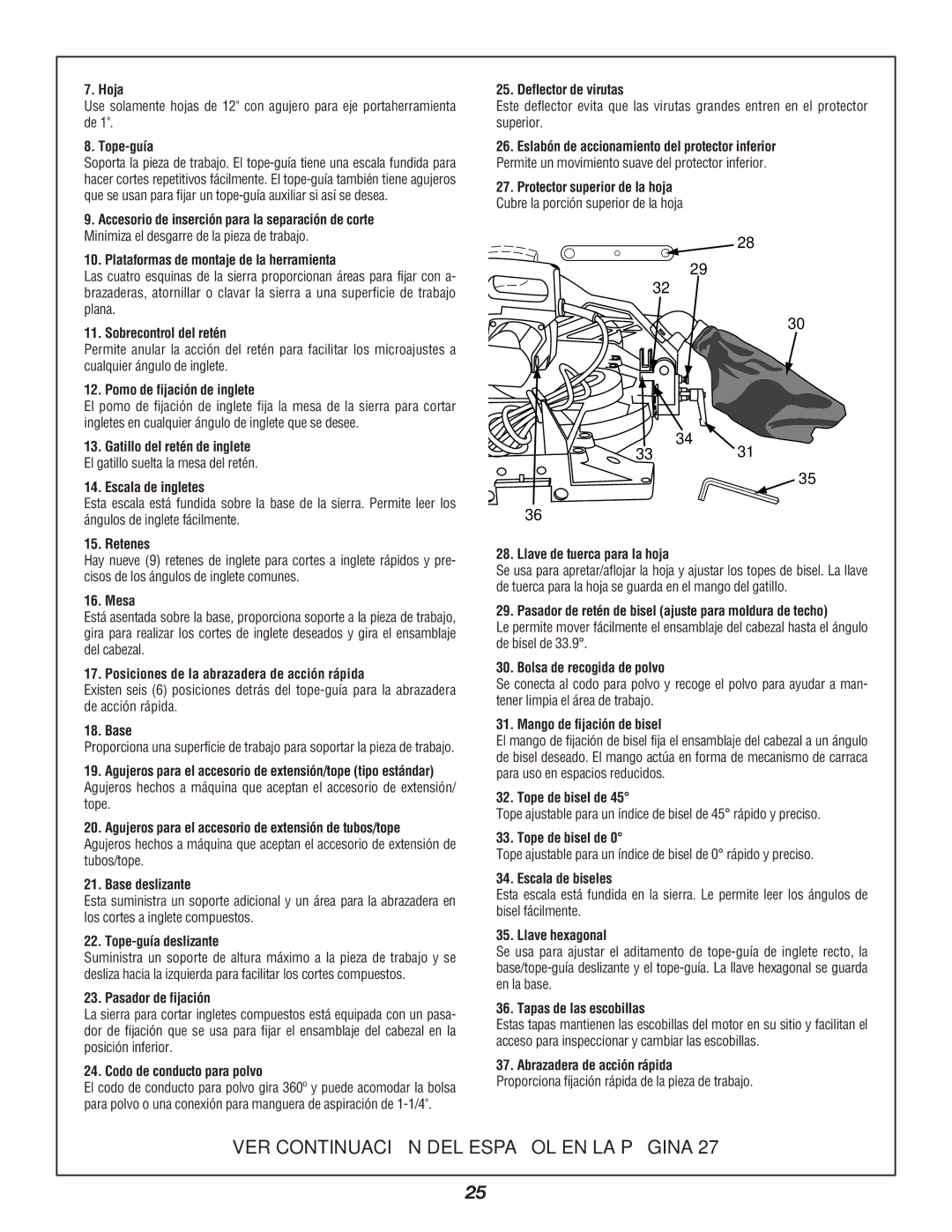 Bosch Power Tools 3912 Hoja, Tope-guía, Plataformas de montaje de la herramienta, Sobrecontrol del retén, Retenes, Mesa 