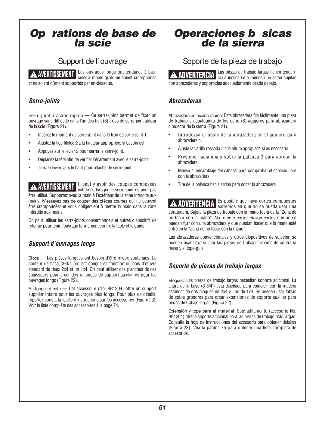 Bosch Power Tools 3912 manual Support de l’ouvrage, Soporte de la pieza de trabajo 