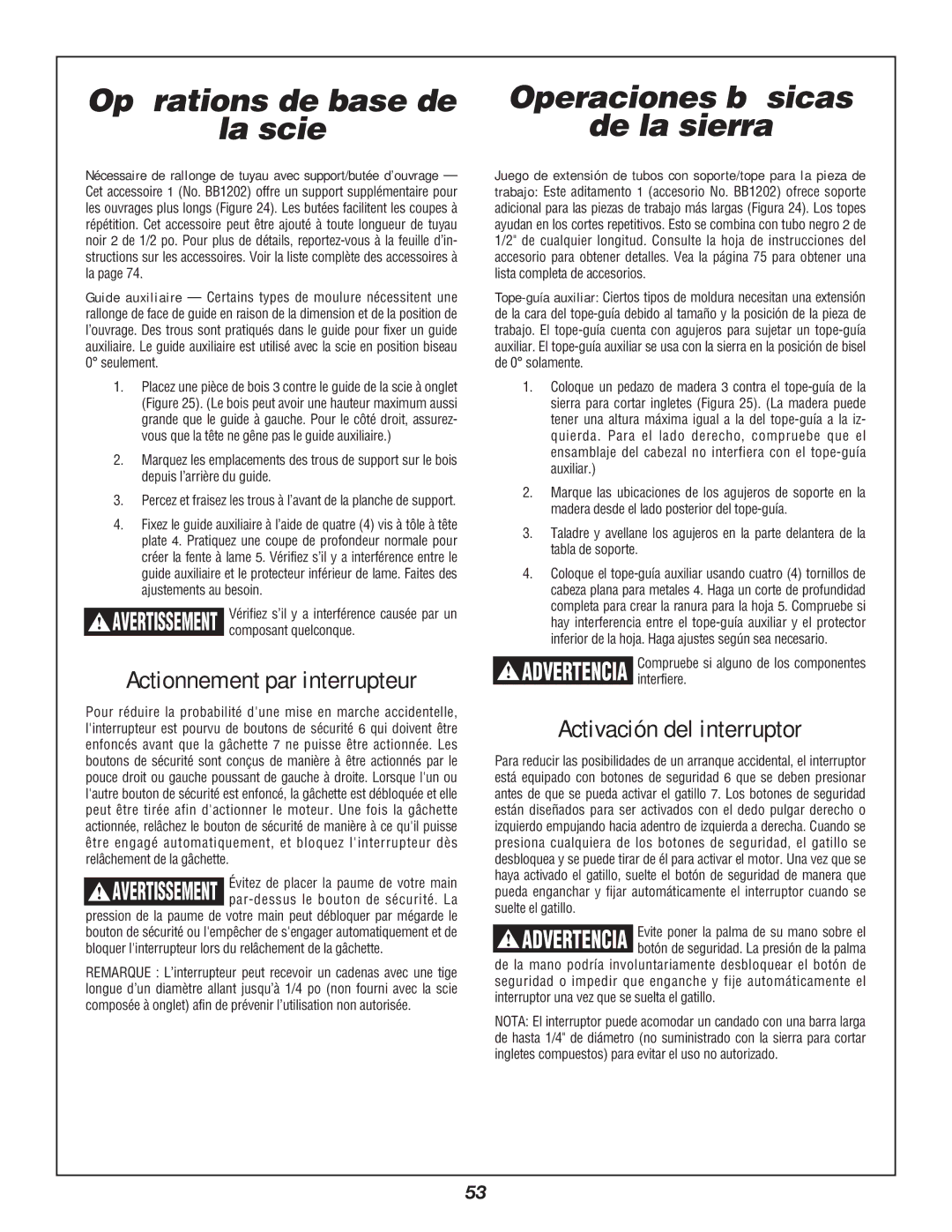 Bosch Power Tools 3912 manual Actionnement par interrupteur, Activación del interruptor 