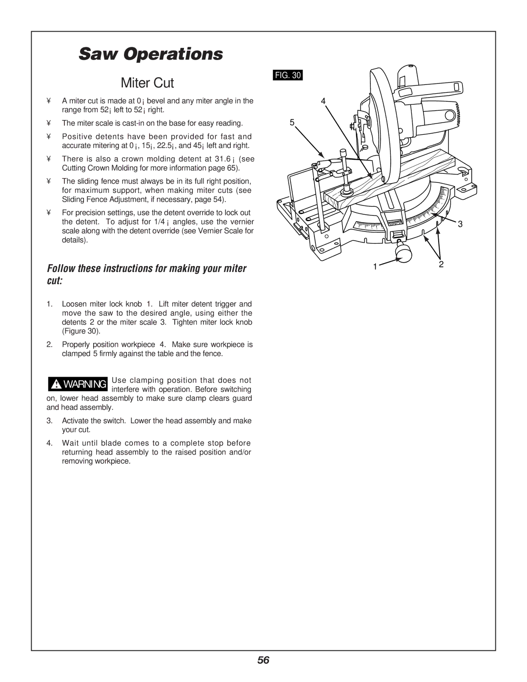 Bosch Power Tools 3912 manual Saw Operations, Miter Cut, Follow these instructions for making your miter cut 