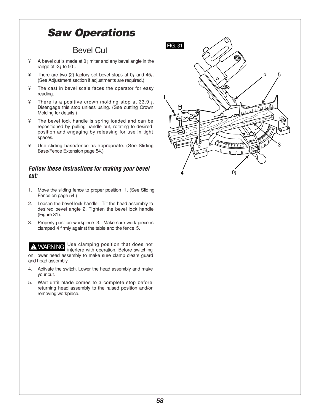 Bosch Power Tools 3912 manual Bevel Cut, Follow these instructions for making your bevel Cut 