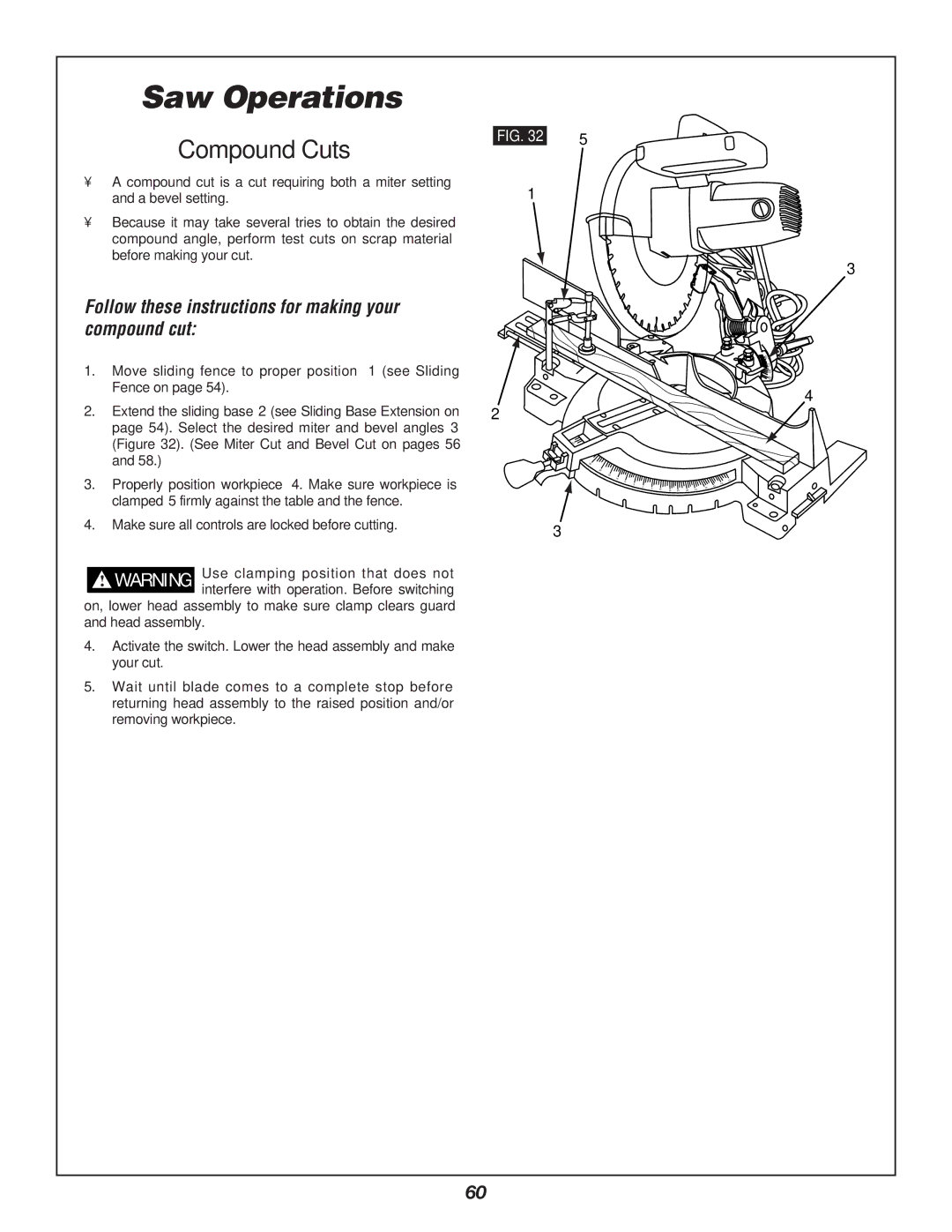 Bosch Power Tools 3912 manual Compound Cuts, Follow these instructions for making your compound cut 