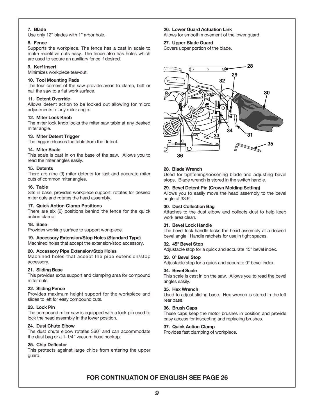 Bosch Power Tools 3912 manual For Continuation of English see 